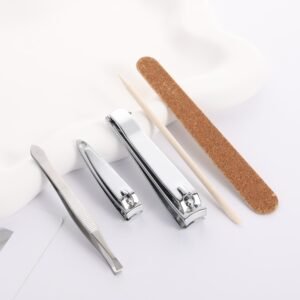 5PC MANI PEDI SET ,FINGERNAIL CLIPPER,        TOENAIL CLIPPER, BLUNT TIP TWEEZERS,              EMERY BOARD, NAILCARE STICK - Image 3